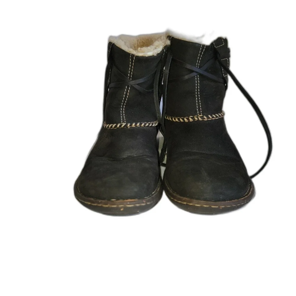 UGG Black Beige Shearling Lined 5136 Ankle Boots Shearling Style Women's Size 7